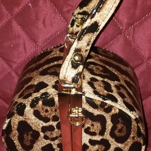 Leopard print top handle bag